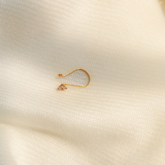 Triangle stone clip on nosepin - GOLD